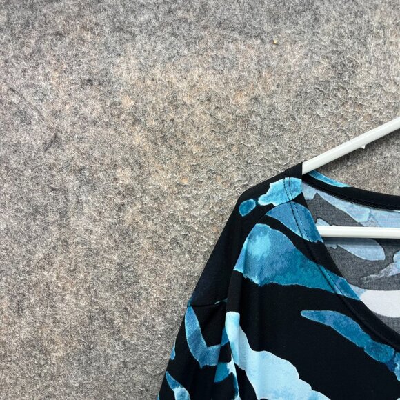 Clara Sun Woo Top Shirt Women 1X Blue Black Abstract Zebra Print 3/4 Sleeve Knit - Picture 8 of 9